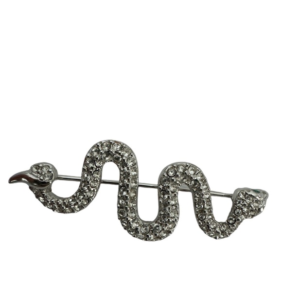 Vintage SWAROVSKI Snake Brooch Signed Swan Crystal Rhinestone Retired - Picture 4 of 10